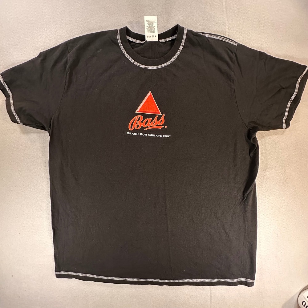 Bass Reach For Greatness T Shirt Mens XL Black Hanes Beefy-T Contrast Stitching